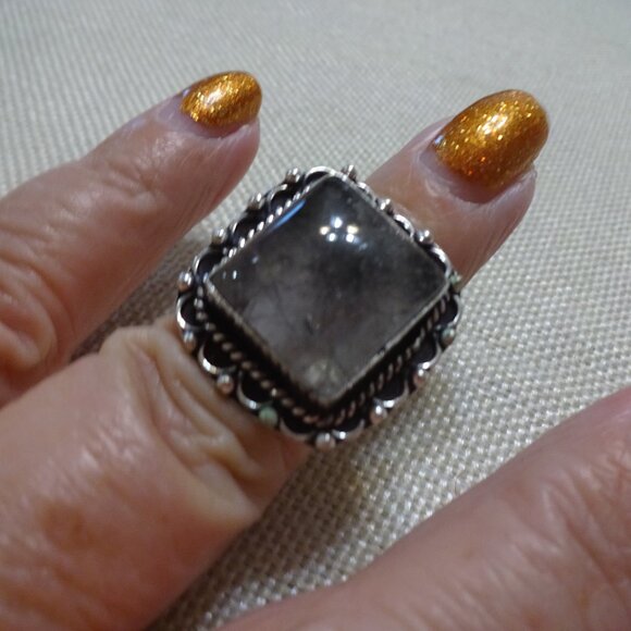 Natural TOURMALINE QUARTZ Handmade Sterling 925 Size 7 #668C - Picture 1 of 3